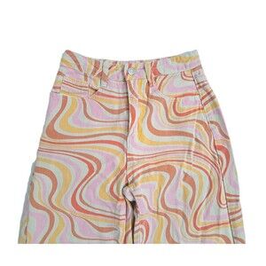 Shein Pants 70s Hippie GROOVY Orange Size XS High Waist Wide Leg Psychedelic